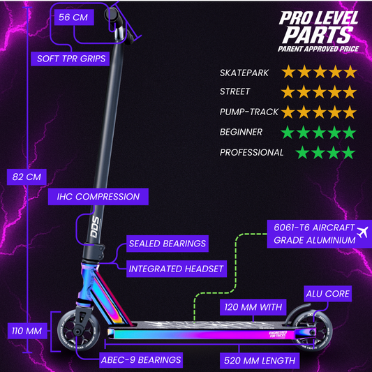 DDS Stuntscooter Neochrome Black 82cm / 84cm