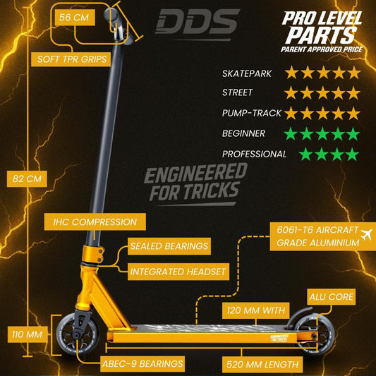 DDS Stuntscooter Gold Black 82cm / 84cm